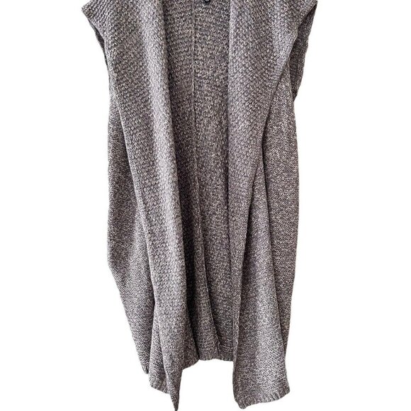Vallette Oversize Sleeveless Cardigan Chunky Knit Size S/M Heather Gray Pockets - Picture 4 of 16